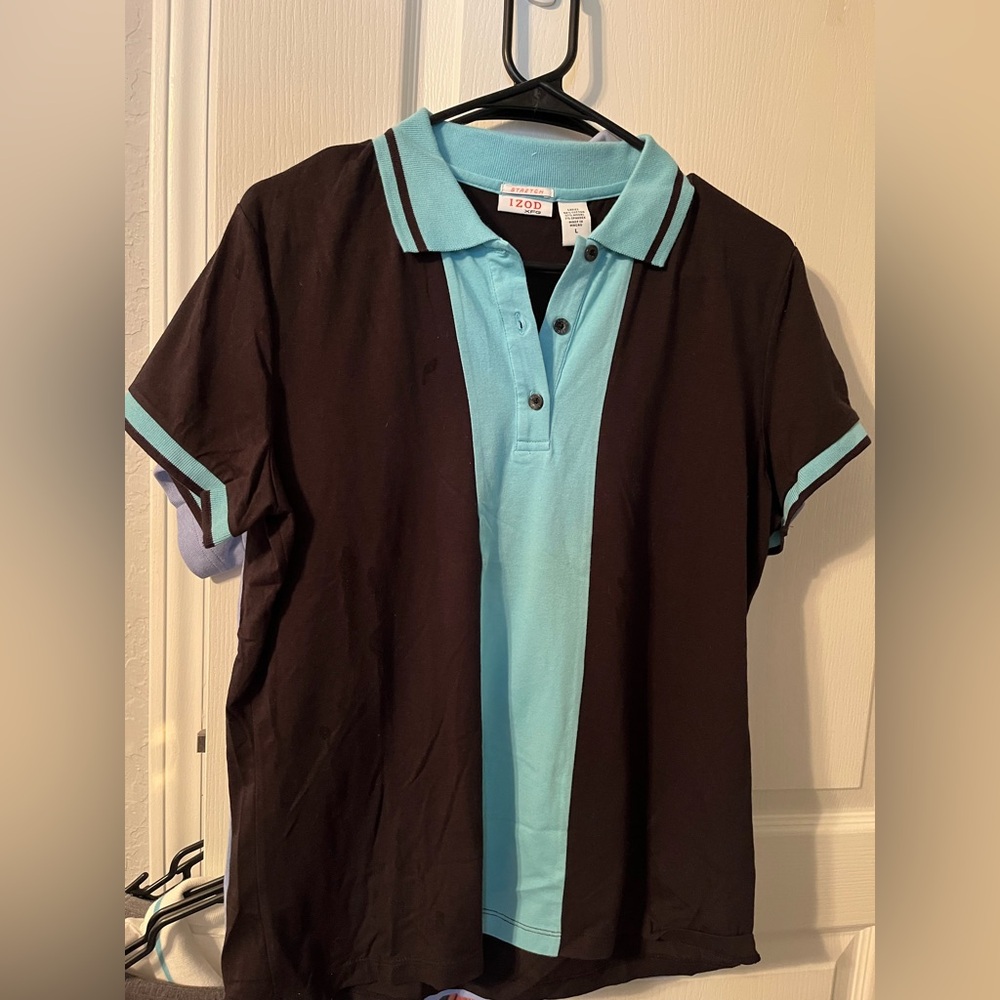 IZOD, black and blue top